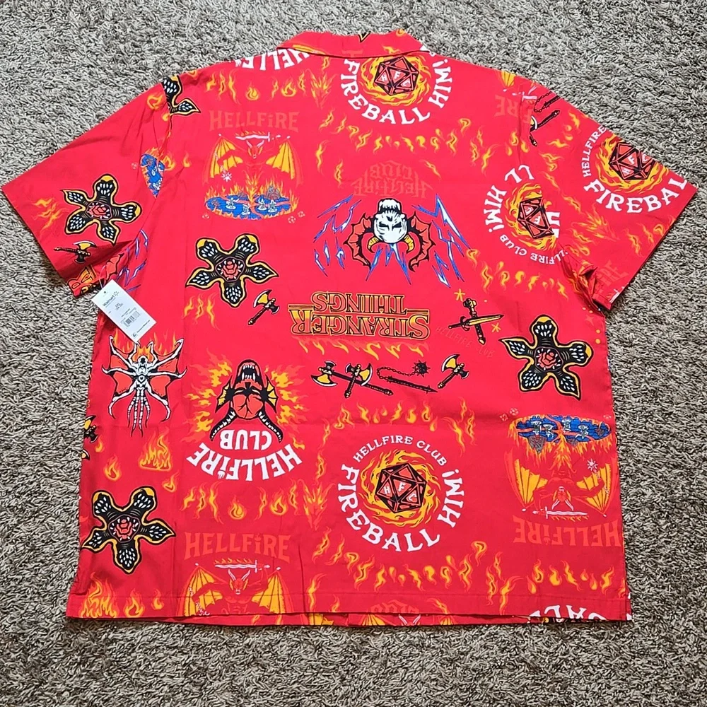 Netflix Stranger Things Flame 3XL 54 - 56 Plus Size Button Down Shirt Top